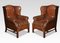 Poltrone Wingback in pelle marrone, metà XIX secolo, set di 2, Immagine 1