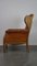 Cow Leather Wingback Chair with Wooden Details 5