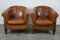 Vintage Brown Leather Club Chairs, Set of 2 2