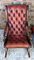 Chesterfield Slipper Rocking Chair and Footstool in Ox Blood Leather, Set of 2 4