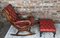 Chesterfield Slipper Rocking Chair and Footstool in Ox Blood Leather, Set of 2, Image 1