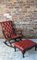 Chesterfield Slipper Rocking Chair and Footstool in Ox Blood Leather, Set of 2 3