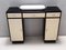 Rationalist Black and Ivory Entryway Console Table with Black Glass Top, Italy, 1940s 6