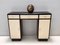 Rationalist Black and Ivory Entryway Console Table with Black Glass Top, Italy, 1940s, Image 4
