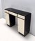Rationalist Black and Ivory Entryway Console Table with Black Glass Top, Italy, 1940s, Image 8