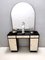 Rationalist Black and Ivory Entryway Console Table with Black Glass Top, Italy, 1940s 2