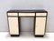 Rationalist Black and Ivory Entryway Console Table with Black Glass Top, Italy, 1940s 1