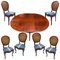Spanish Mahogany Dining Table with Chairs, Set of 7 1