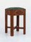 Sgabelli Tabouret in legno intagliato a mano e pelle ricamata, anni '50, set di 3, Immagine 4