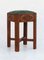 Tabouret Stools Hand Carved Wood and Embroidered Leather, 1950s, Set of 3, Image 4