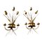 Gilt Metal Wall Sconces with Flowers, Set of 2 3