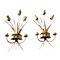 Gilt Metal Wall Sconces with Flowers, Set of 2, Image 3