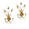 Gilt Metal Wall Sconces with Flowers, Set of 2 1