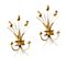 Gilt Metal Wall Sconces with Flowers, Set of 2, Image 1