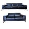 Italian Modern 2-Seater and 3-Seater Sofas in Black Leather with Chrome Legs from Roche Bobois, Set of 2 6