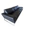 Italian Modern 2-Seater and 3-Seater Sofas in Black Leather with Chrome Legs from Roche Bobois, Set of 2 4