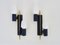 Vintage Navy Blue and Golden Brass Wall Lights, 1960s, Set of 2, Image 1