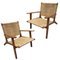 Vintage Spanish Low Teak and Rattan Lounge Chairs, Set of 2 1