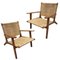 Vintage Spanish Low Teak and Rattan Lounge Chairs, Set of 2, Image 1