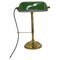 Art Deco Brass Banker Table Lamp, Former Czechoslovakia, 1930s 1