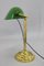 Art Deco Brass Banker Table Lamp, Former Czechoslovakia, 1930s, Image 10