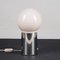 Lámpara de mesa vintage con esfera de vidrio y base de metal cromado al estilo de Gae Aulenti, Imagen 5
