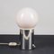 Lámpara de mesa vintage con esfera de vidrio y base de metal cromado al estilo de Gae Aulenti, Imagen 6