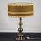 Brass & Metal Table Lamp with Circular and Low Fabric Shade, Image 4