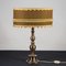 Brass & Metal Table Lamp with Circular and Low Fabric Shade, Image 1