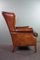 Cognac Ear Armchair in Sheep Leather with Decorative Nails 4