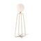 White Glass and Golden Metal Floor Lamp by Thai Natura 2