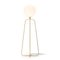 White Glass and Golden Metal Floor Lamp by Thai Natura 3