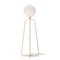 White Glass and Golden Metal Floor Lamp by Thai Natura 4