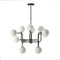 White Glass and Black Metal Ceiling Lamp by Thai Natura 2