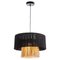 Black Fabric and Natural Jute Ceiling Lamp by Thai Natura 1