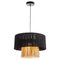 Black Fabric and Natural Jute Ceiling Lamp by Thai Natura, Image 1