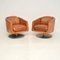 Italian Leather Swivel Armchairs from Natuzzi, 2000, Set of 2 1