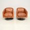 Italian Leather Swivel Armchairs from Natuzzi, 2000, Set of 2 2