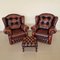 Chesterfield Leather Living Room Set, 1970s, Set of 4 7