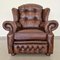 Set da salotto Chesterfield Suzanne in pelle marrone, anni '70, set di 3, Immagine 9