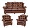 Chesterfield Suzanne Brown Leather Living Room Set, 1970s, Set of 3 1