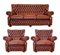 Chesterfield Living Room Set in Leather, 1970s, Set of 3 1
