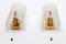 Glass Wall Lamps with Brass Details from Kalmar, 1950, Set of 2 2