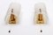 Glass Wall Lamps with Brass Details from Kalmar, 1950, Set of 2, Image 2