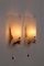 Lampade da parete in vetro con dettagli in ottone di Kalmar, 1950, set di 2, Immagine 4