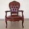 Antique Neo-Baroque Mahogany and Leather Armchair, 1950s, Image 2