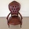 Antique Neo-Baroque Mahogany and Leather Armchair, 1950s, Image 3