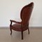 Antique Neo-Baroque Mahogany and Leather Armchair, 1950s, Image 5