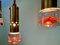Lámpara colgante Art de tres luces de latón y vidrio soplado, años 60, Imagen 9