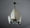 Lampada a sospensione in ottone con paralumi in vetro opalino, Italia, anni '50, Immagine 2